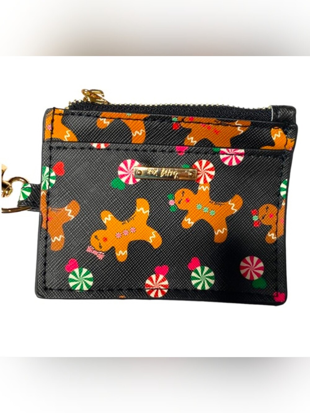 NWOT Betsey Johnson Black Gingerbread Print Cardholder